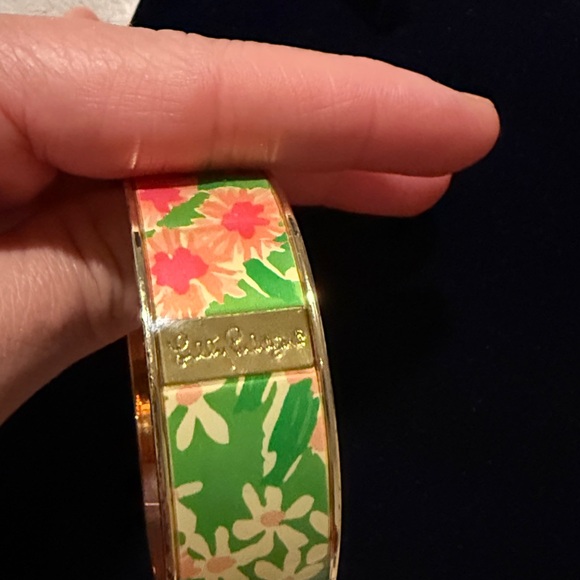 Lilly Pulitzer Gold Bracelet with Green and Pink Floral Enamel - Picture 6 of 6